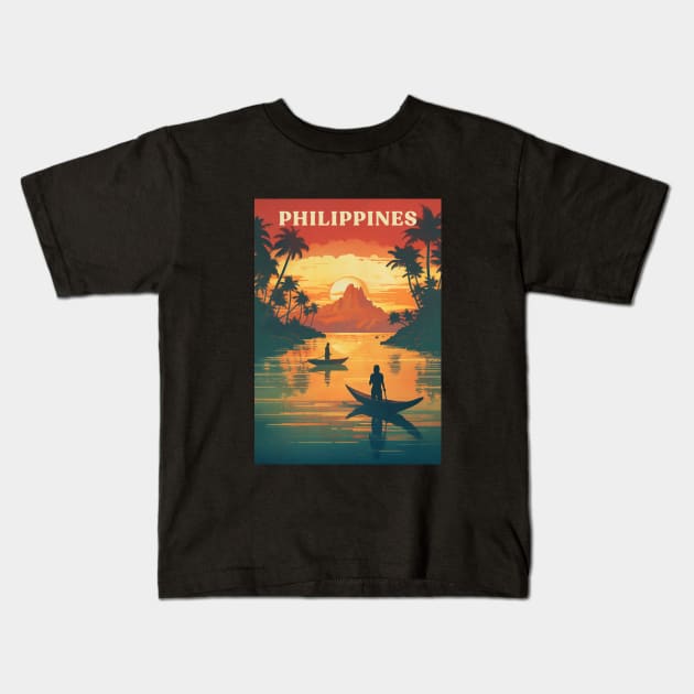 Philippines Retro Travel Style Kids T-Shirt by Retro Travel Design